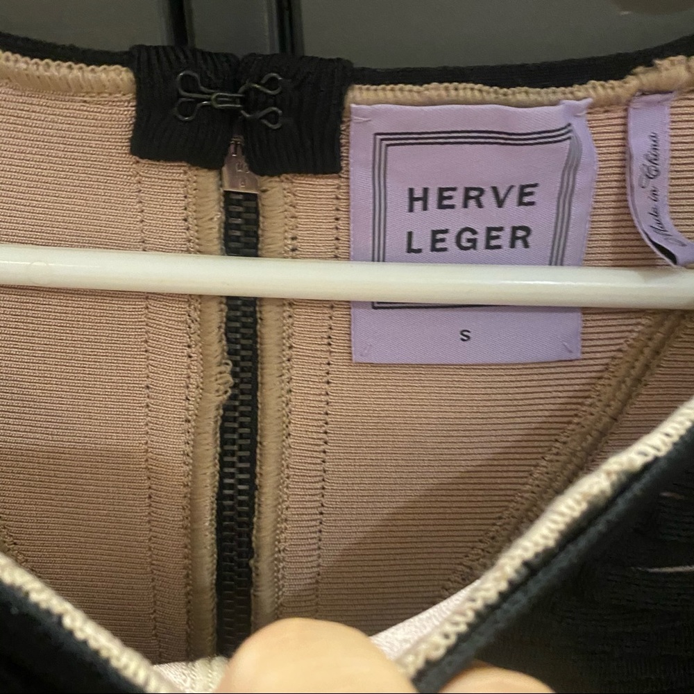 Herve Leger Black Cutout Long Sleeve Crop Top with Nude Lining - Picture 6 of 14